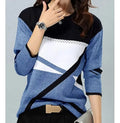 Women's Geometric Colour Block Fine Knit Jumper