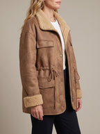Women's Faux Fur Collar Aviator Jacket