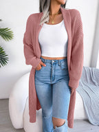 Women's Chunky Ribbed Longline Open Cardigan
