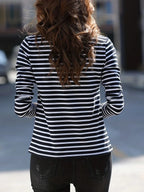 Women's Striped Contrast Collar Polo Top