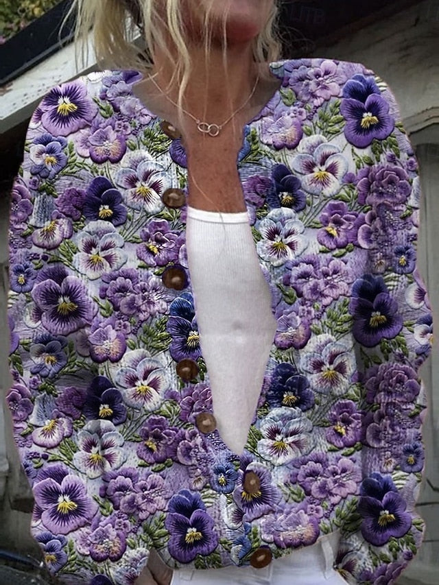Women's 3D Floral Chunky Cardigan