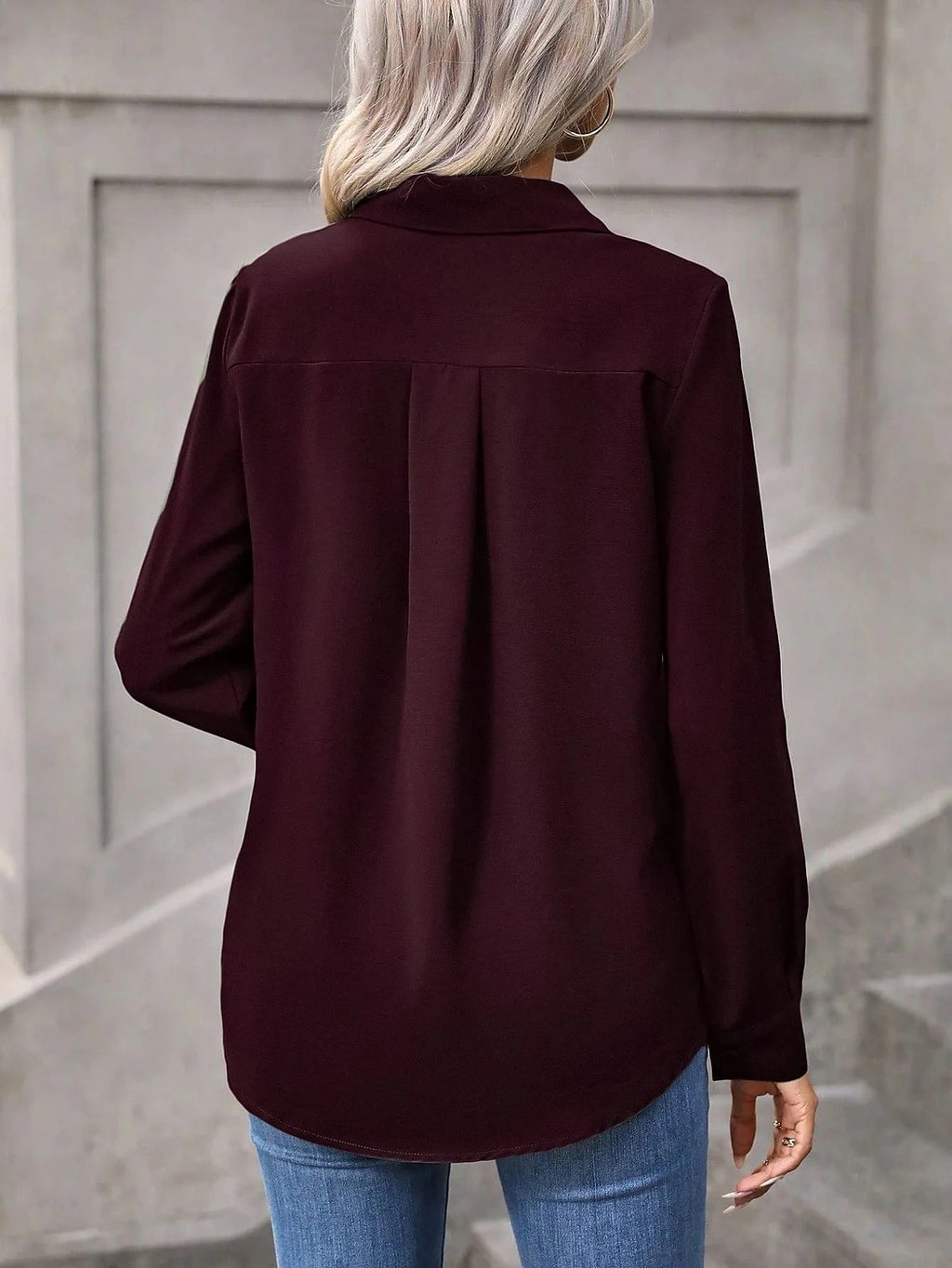 Women's Relaxed Fit Button Through Crepe Shirt