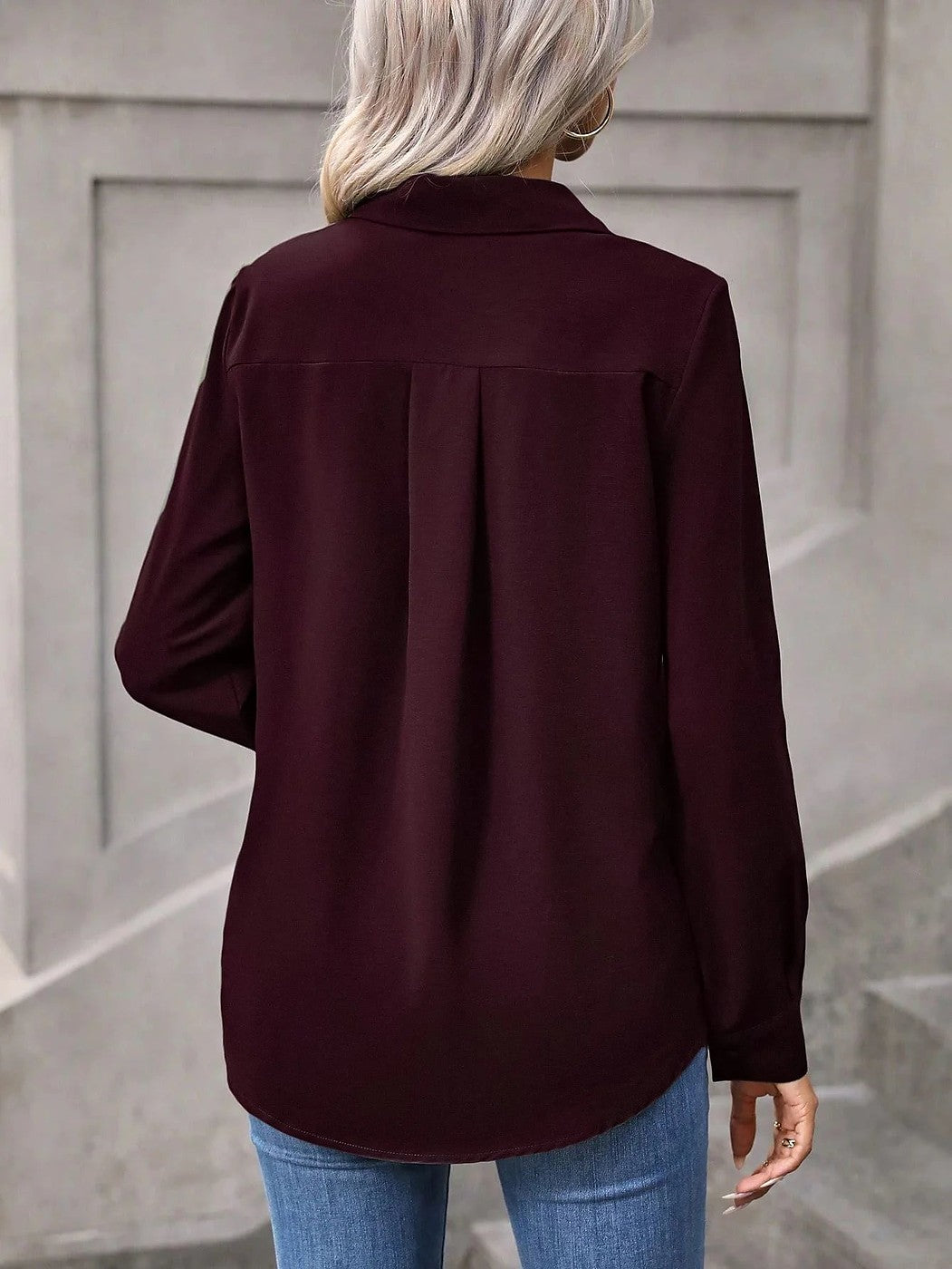 Women's Relaxed Fit Button Through Crepe Shirt