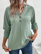 Women's Diamond Texture Notch Neck Knit Top