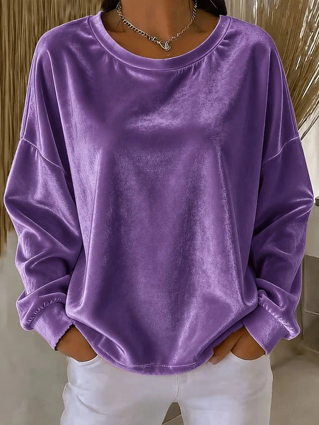 Women's Round Neck Brushed Sweatshirt Top