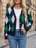 Women's Argyle Button Through Cardigan