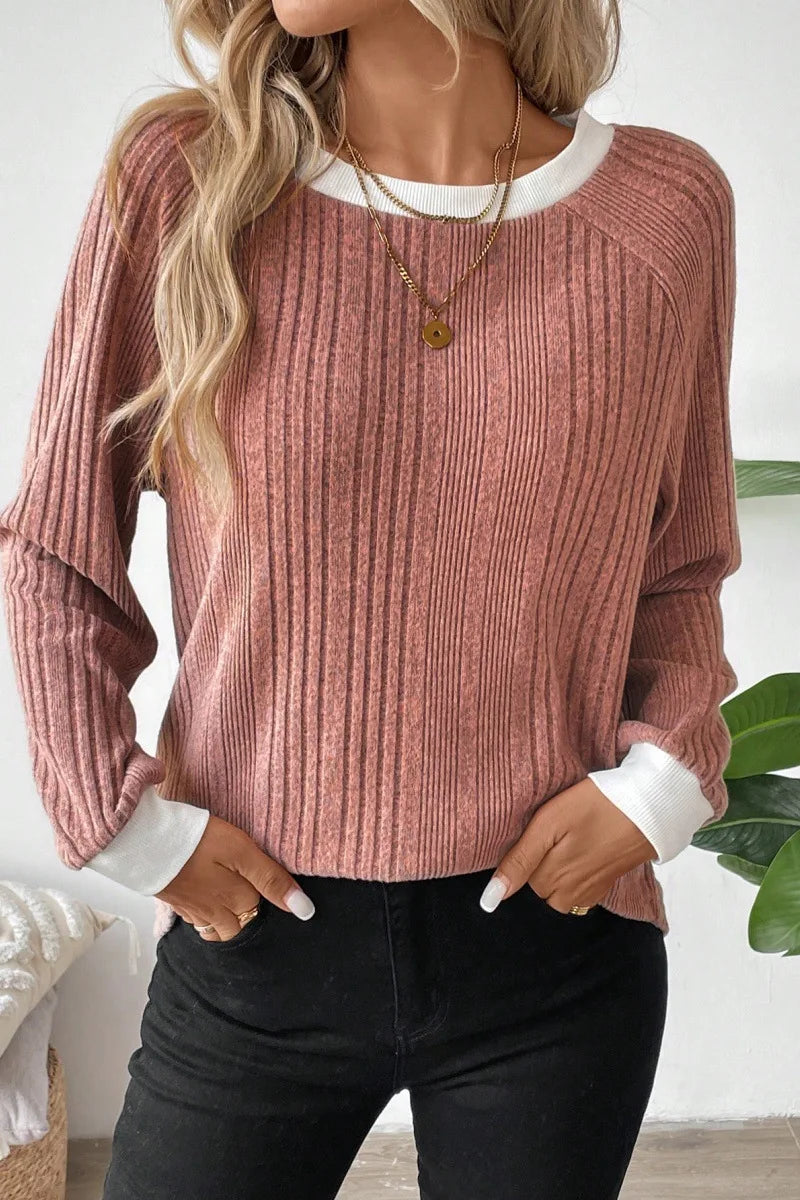 Women's Ribbed Long Sleeve Knit Jumper
