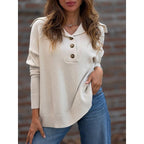 Women's Side Split Hooded Button Knit Jumper