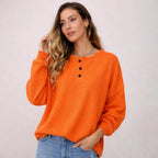 Women's Waffle Knit Henley Jumper