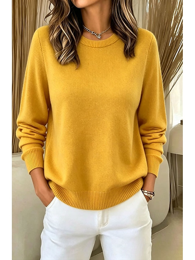 Women's Ribbed Crew Neck Knit Jumper
