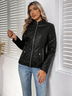 Women's Quilted Faux Leather Biker Jacket
