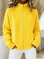 Women's Mandarin Collar Long Knit Cardigan