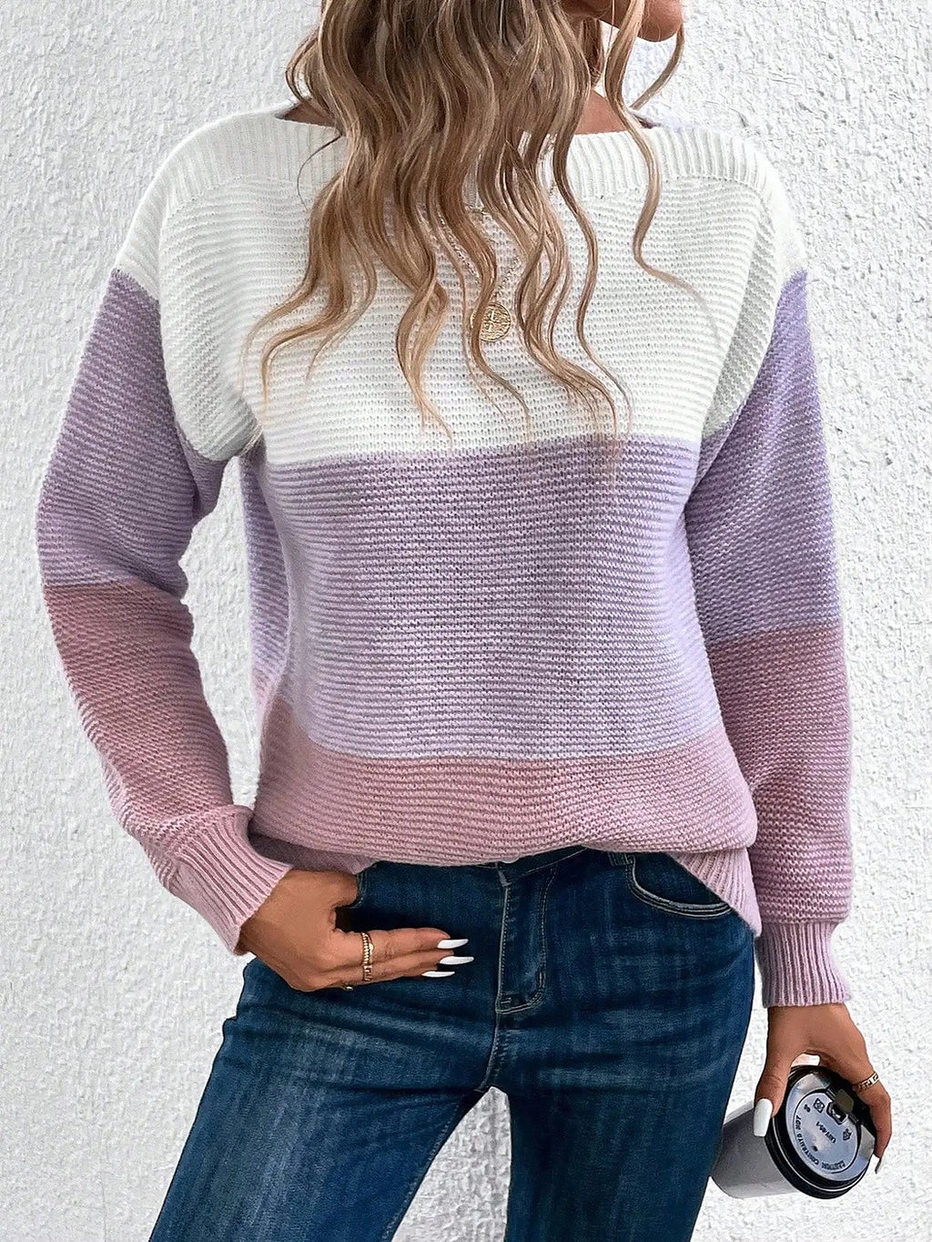 Women's Wide Stripe Bardot Neck Knitted Jumper