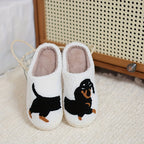 Women's Dog Embroidered Open Back Slippers