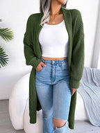 Women's Chunky Ribbed Longline Open Cardigan