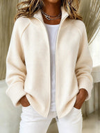 Women's Mandarin Collar Long Knit Cardigan