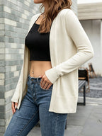Women's Shawl Collar Open Front Jersey Cardigan
