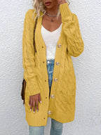 Women's Chunky Cable Pocket Front Long Cardigan