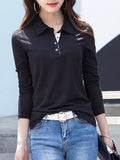 Women's Long Sleeve Cotton Polo Shirt