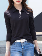 Women's Long Sleeve Cotton Polo Shirt