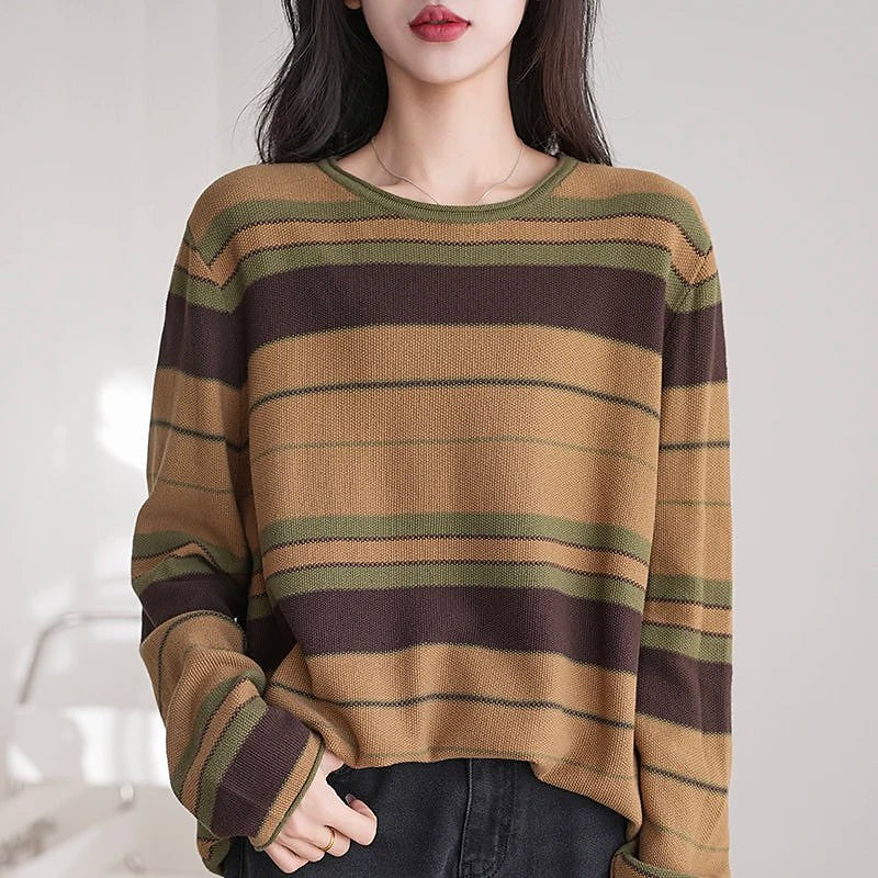 Women's Fine Knit Stripe Jumper Relaxed Fit