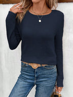 Women's Lace Panel Round Neck Top