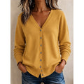 Women's Buttoned V Neck Knit Cardigan