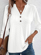 Women's Diamond Texture Notch Neck Knit Top