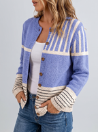 Women's Bold Stripe Buttoned Knit Cardigan