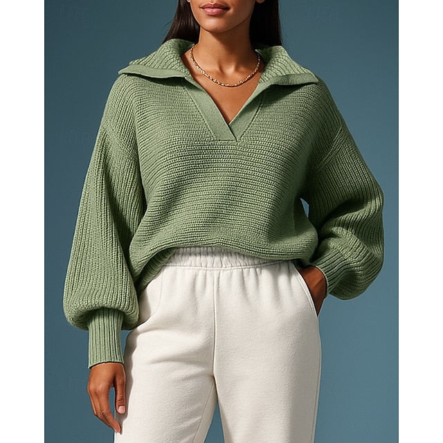 Women's V Neck Drawstring Hooded Jumper
