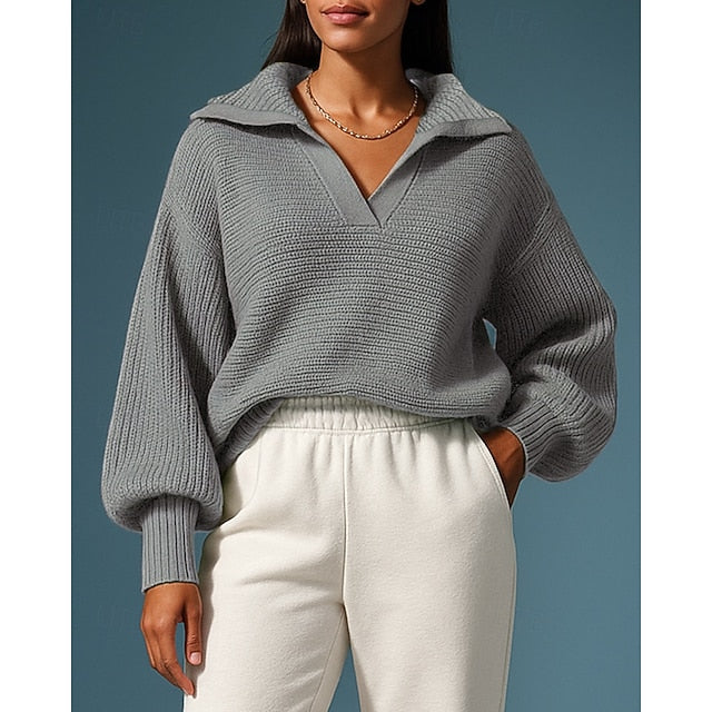 Women's V Neck Drawstring Hooded Jumper