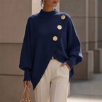 Women's Mock Neck Asymmetric Hem Knit Jumper