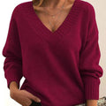 Women's Wide Sleeve Plunge Neck Jumper