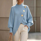 Women's Mock Neck Asymmetric Hem Knit Jumper