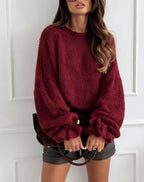 Women's Textured Round Neck Knit Jumper