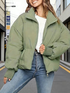 Women's Cropped Quilted Puffer Jacket