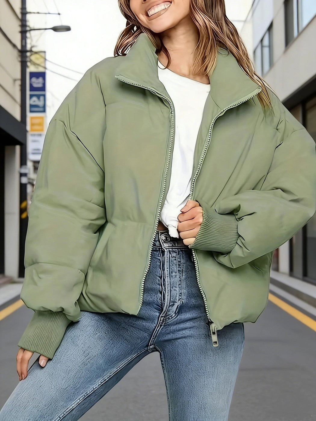 Women's Cropped Quilted Puffer Jacket