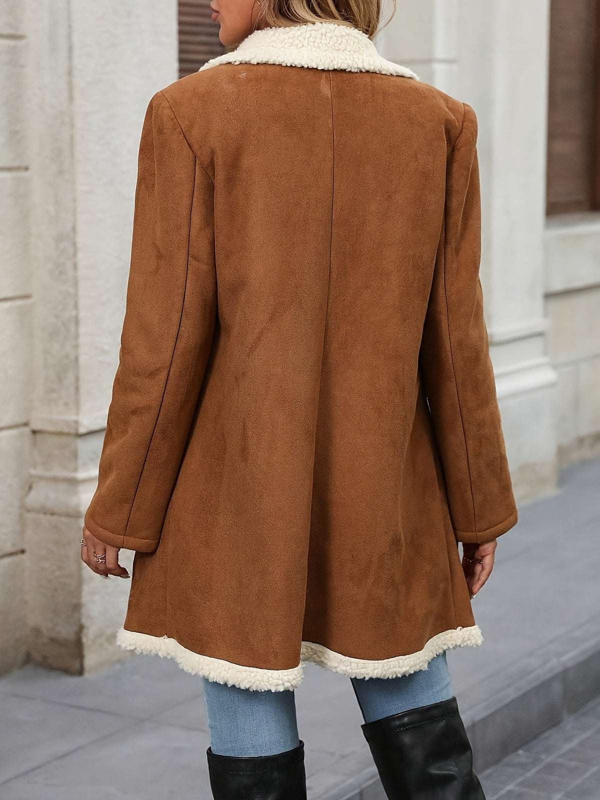 Women's Faux Suede Borg Lined Coat