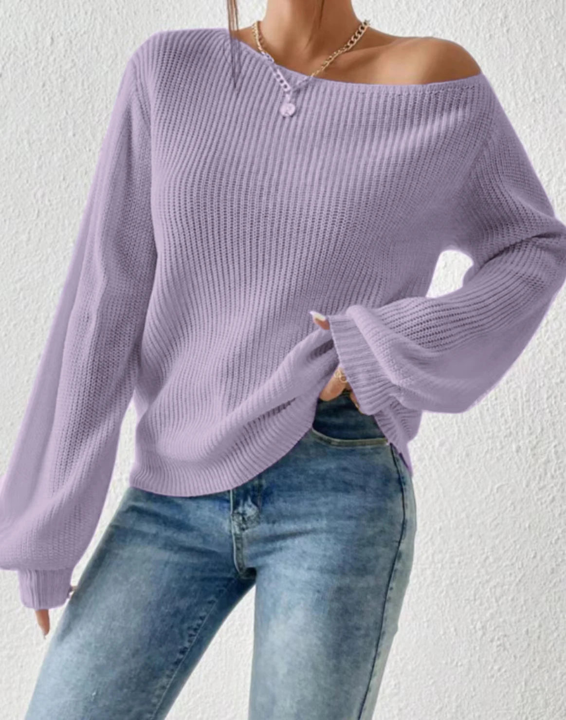 Women's Off Shoulder Slouchy Knit Jumper