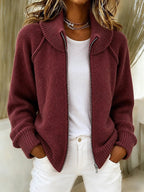 Women's Mandarin Collar Long Knit Cardigan