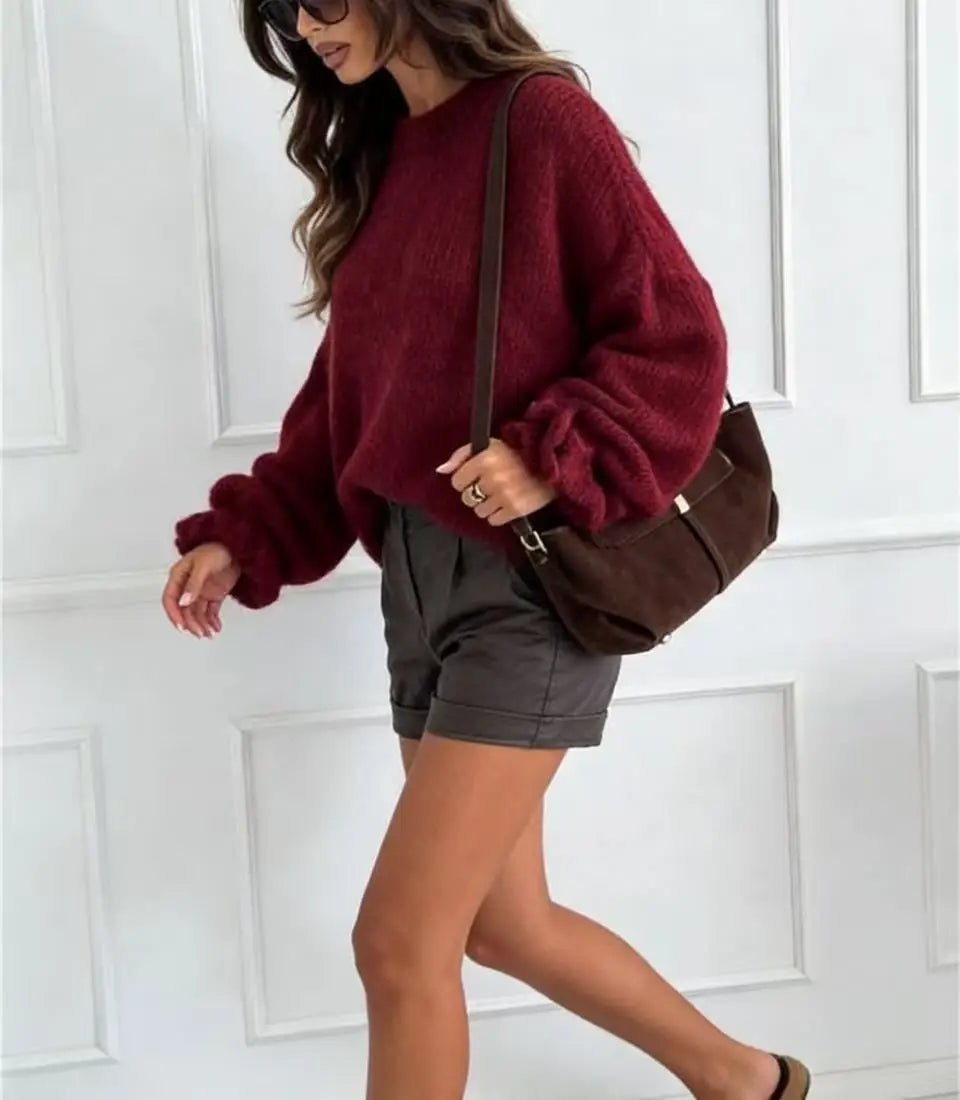 Women's Textured Round Neck Knit Jumper