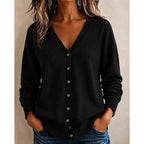 Women's Buttoned V Neck Knit Cardigan