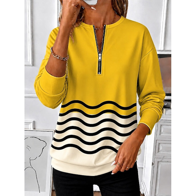 Women's Floral Graphic Zip Neck Jumper