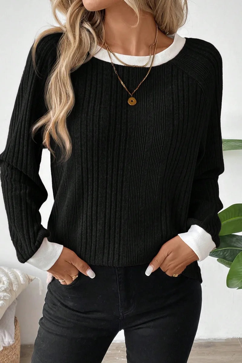 Women's Ribbed Long Sleeve Knit Jumper