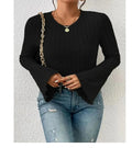 Women's Cropped Flare Sleeve Ribbed Top