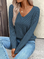 Women's V Neck Off Shoulder Jumper