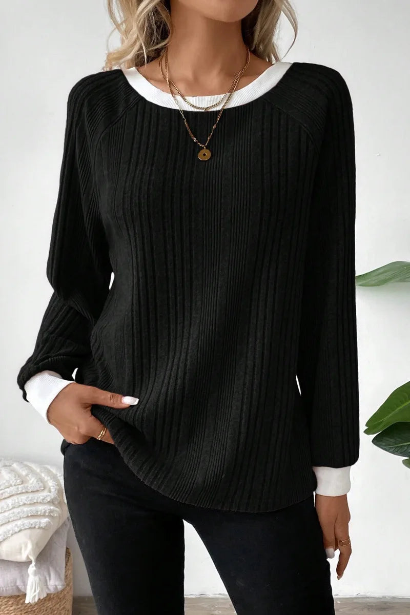 Women's Ribbed Long Sleeve Knit Jumper
