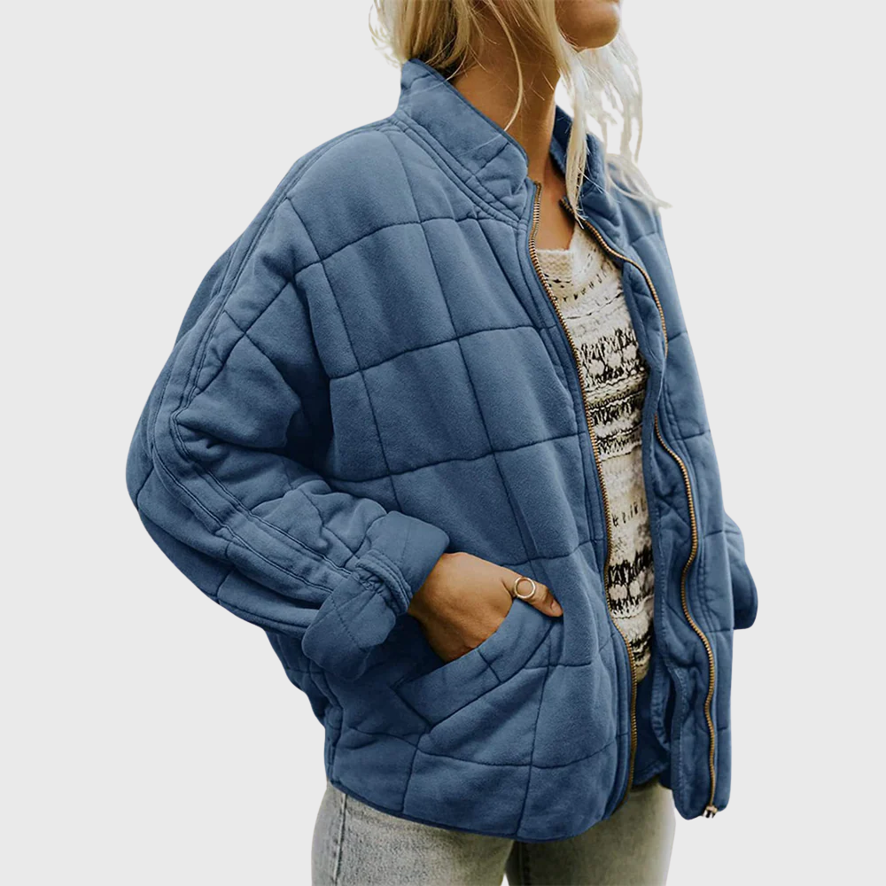 Women's Quilted Oversized Jacket with Pockets