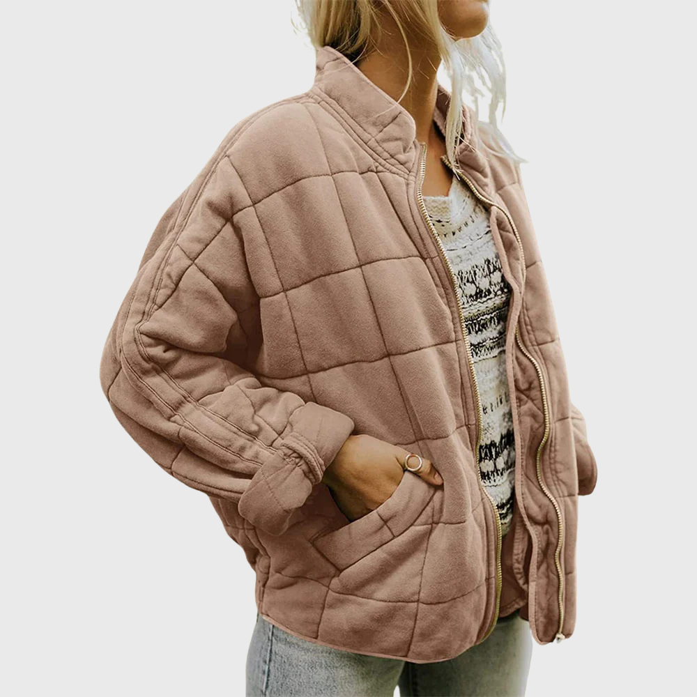 Women's Quilted Oversized Jacket with Pockets
