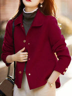 Women's Button Front Short Coat with Pockets